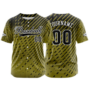 Camiseta de béisbol amarilla personalizada con botones para hombre mujer adulto y joven Estampado de nombre número y logotipo