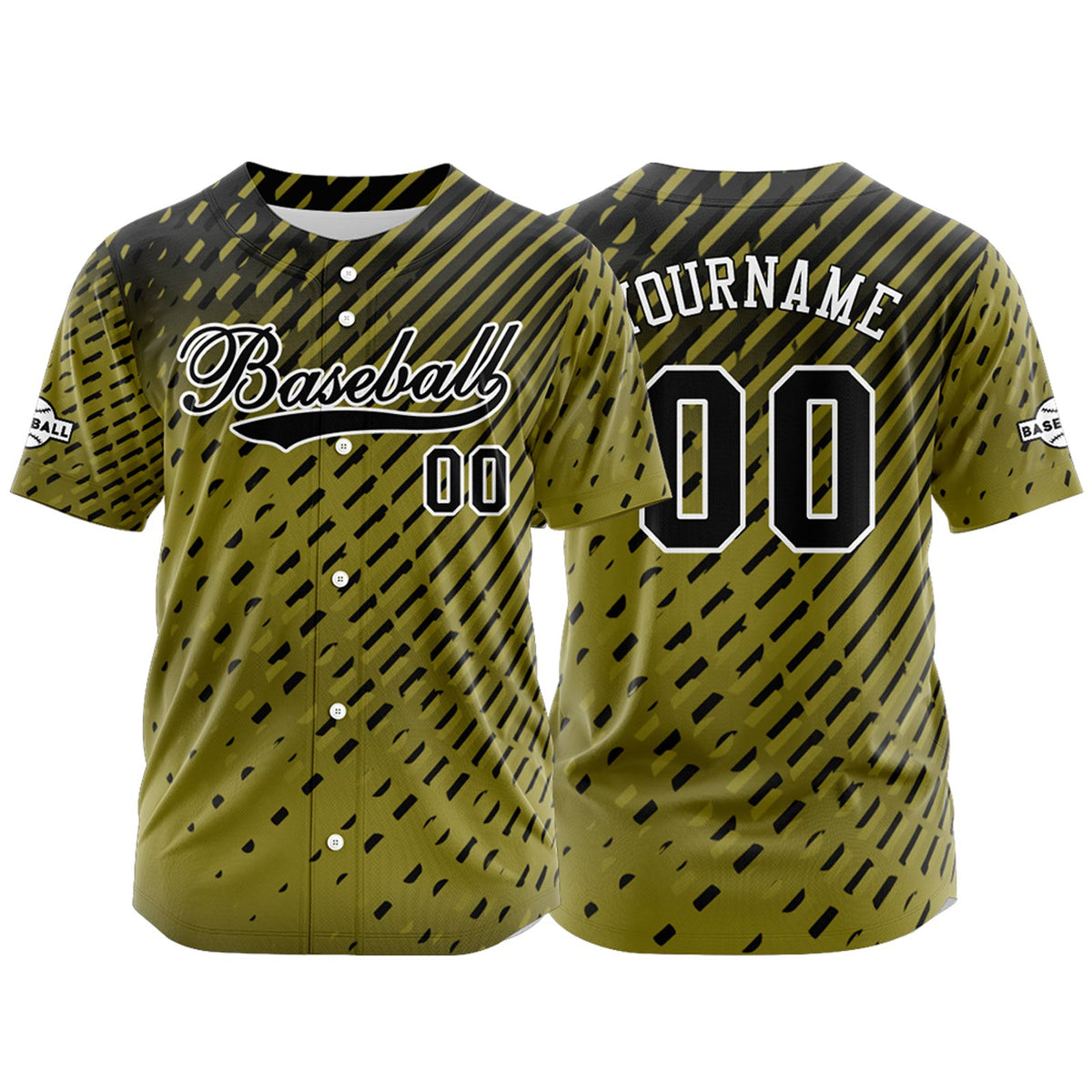 Camiseta de béisbol amarilla personalizada con botones para hombre mujer adulto y joven Estampado de nombre número y logotipo