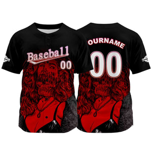 Camiseta de béisbol negra personalizada con nombre número y logotipo personalizados