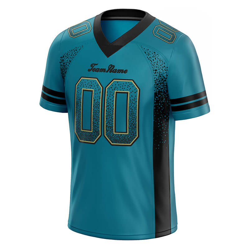 custom authentic drift fashion football jersey teal-black mesh