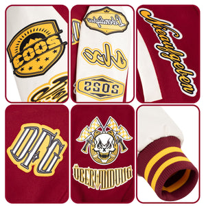Chaquetas universitarias personalizadas color crema y rosa para hombres & mujeres y jóvenes & Chaquetas Letterman personalizadas