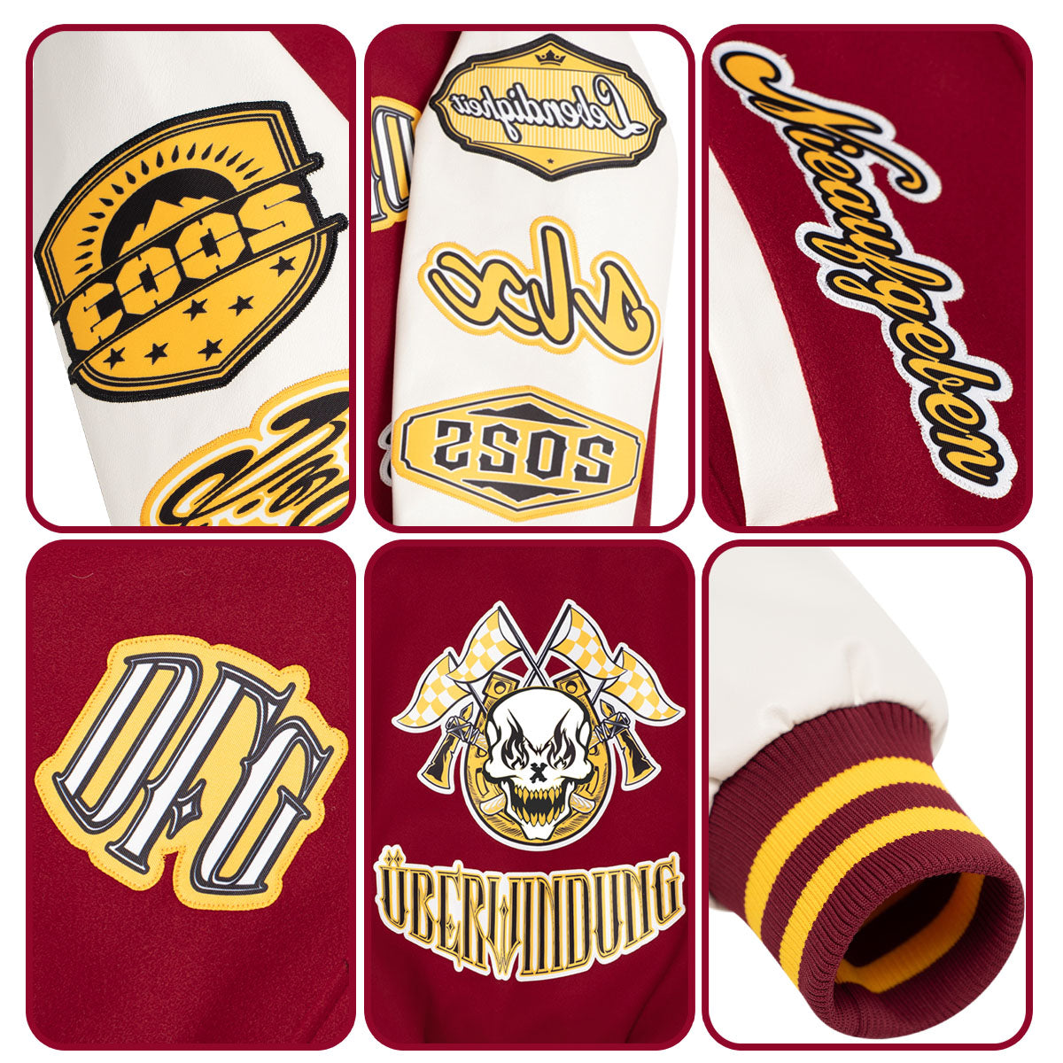 Chaquetas universitarias personalizadas color crema y rosa para hombres & mujeres y jóvenes & Chaquetas Letterman personalizadas