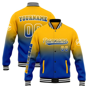 Chaqueta universitaria personalizada estilo Letterman para hombres-mujeres y jóvenes-color amarillo y azul