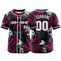 Camiseta de béisbol personalizada para hombres mujeres ni?os y jóvenes con bordado y estampado de calavera y rosa