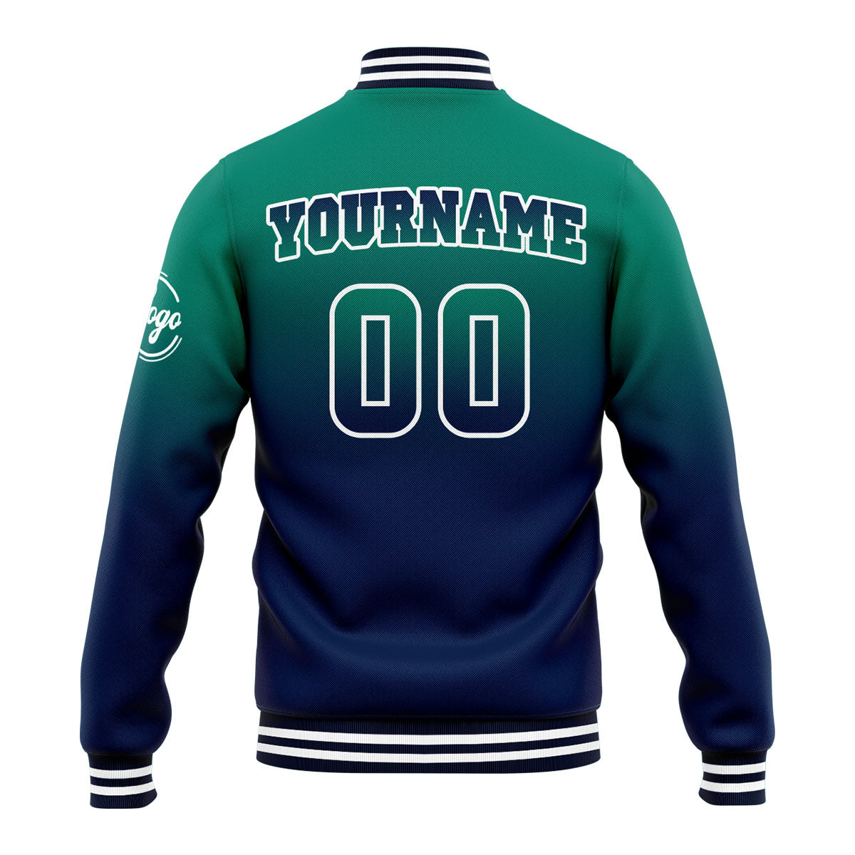 Chaqueta universitaria personalizada estilo Letterman para hombres-mujeres y jóvenes-color verde y azul marino