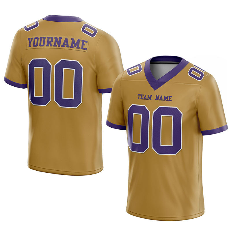 customized authentic football jersey old gold purple-white mesh