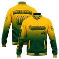 Chaqueta universitaria personalizada estilo Letterman para hombres-mujeres y jóvenes-color verde y amarillo