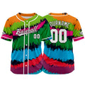 Dise?o personalizado de camiseta de béisbol con estampado completo en rojo verde y naranja
