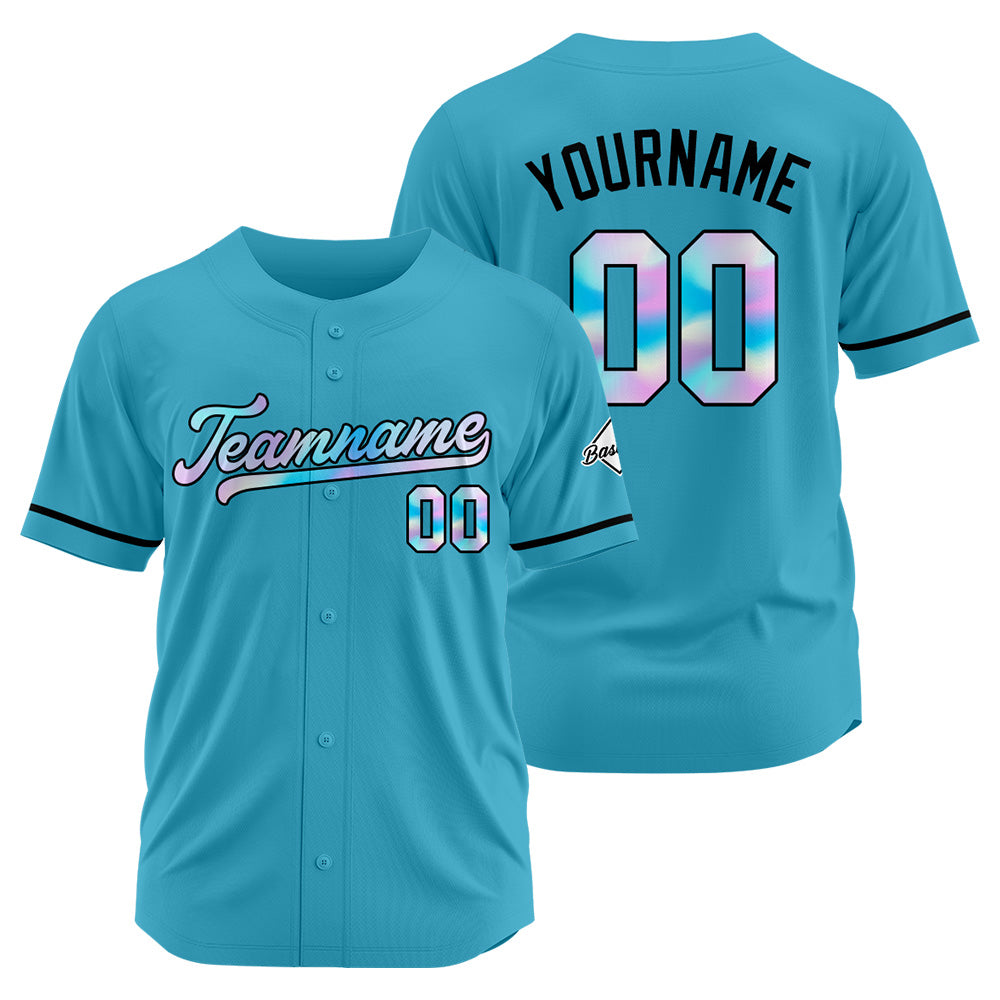Camiseta de béisbol azul claro personalizada con diseño bordado Camisetas de béisbol de hip hop personalizadas