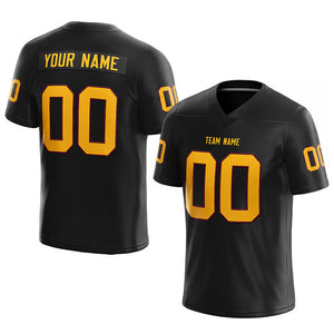 customized  authentic football jersey black-yellow mesh