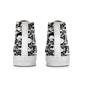 Resalta tu estilo con las zapatillas de lona de caña media Skeleton para hombre y mujer