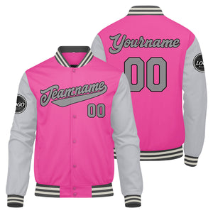 Chaqueta universitaria personalizada estilo Letterman para hombres-mujeres y jóvenes-color rosa