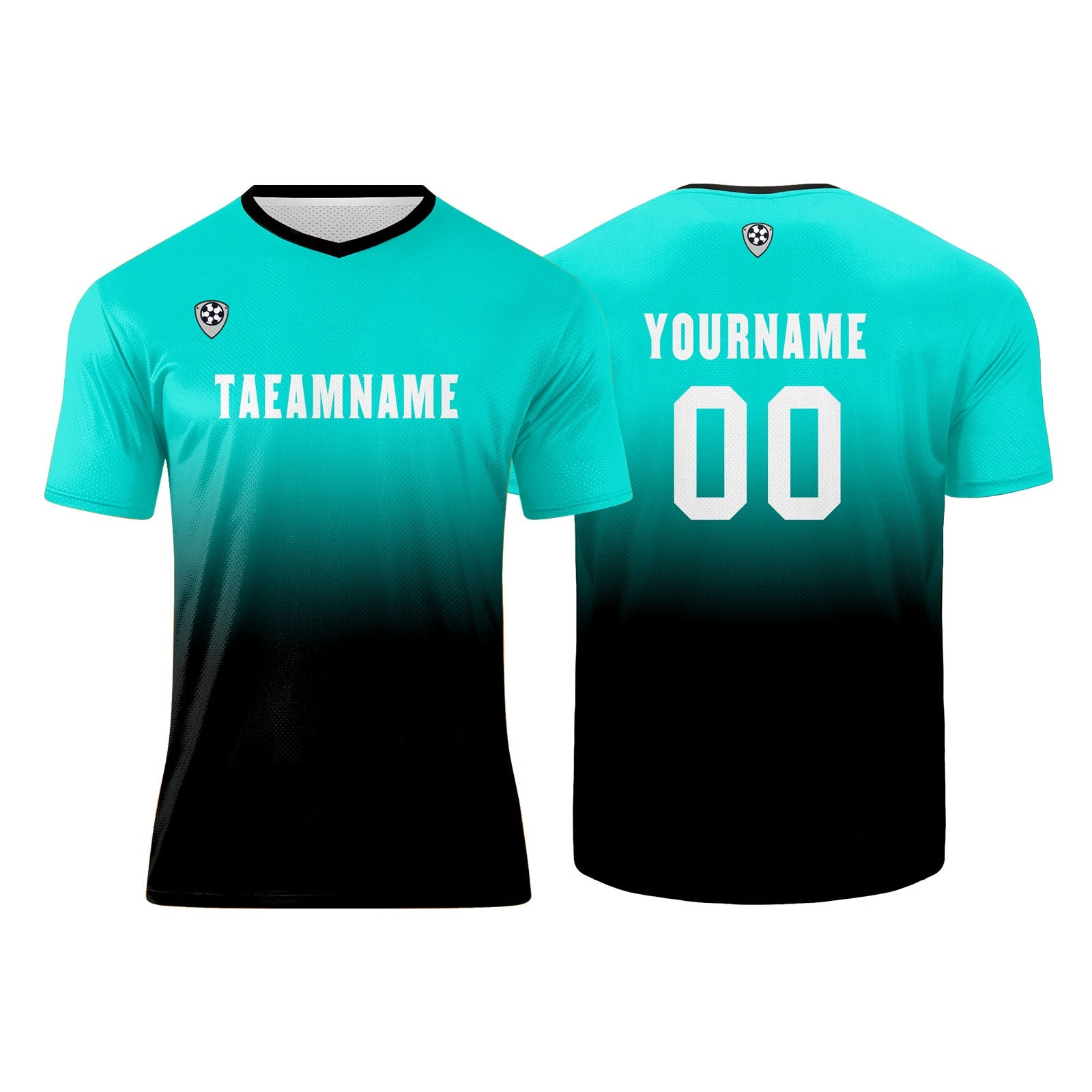 Camiseta de uniforme personalizada azul menta y negra para niños y adultos Conjunto de camiseta personalizado