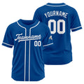 Camiseta de béisbol personalizada con diseño bordado & estilo hip hop & color azul rey y blanco