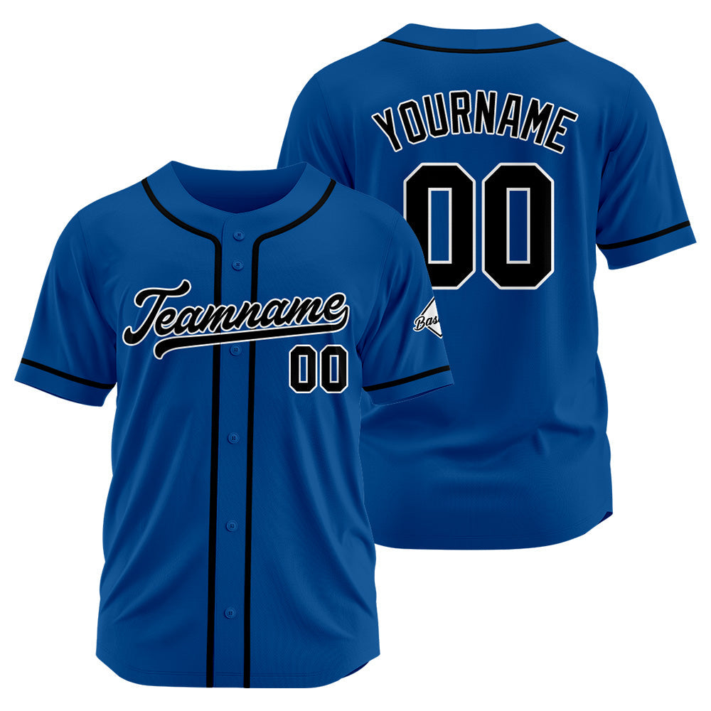 Camiseta de béisbol personalizada con diseño bordado & estilo hip hop & color azul rey y negro