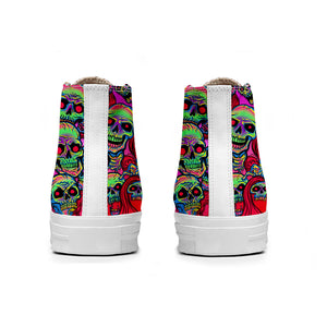 Resalta tu estilo con las zapatillas de lona de caña media Skeleton para hombre y mujer