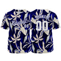 Camiseta de béisbol con dise?o personalizado estampado completo color azul marino y crema