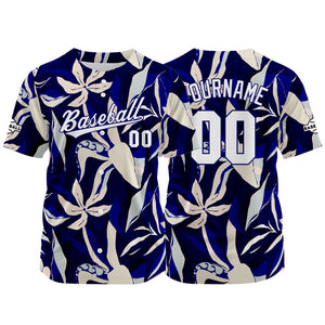 Camiseta de béisbol con dise?o personalizado estampado completo color azul marino y crema