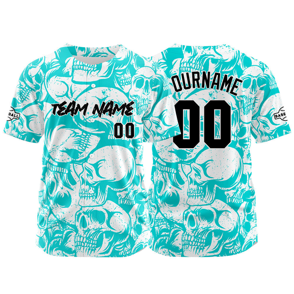 Camiseta de béisbol personalizada para hombres mujeres ni?os y jóvenes con bordados e impresión en azul claro y blanco