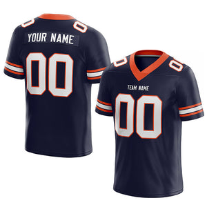 custom authentic football jersey navy-white-orange mesh