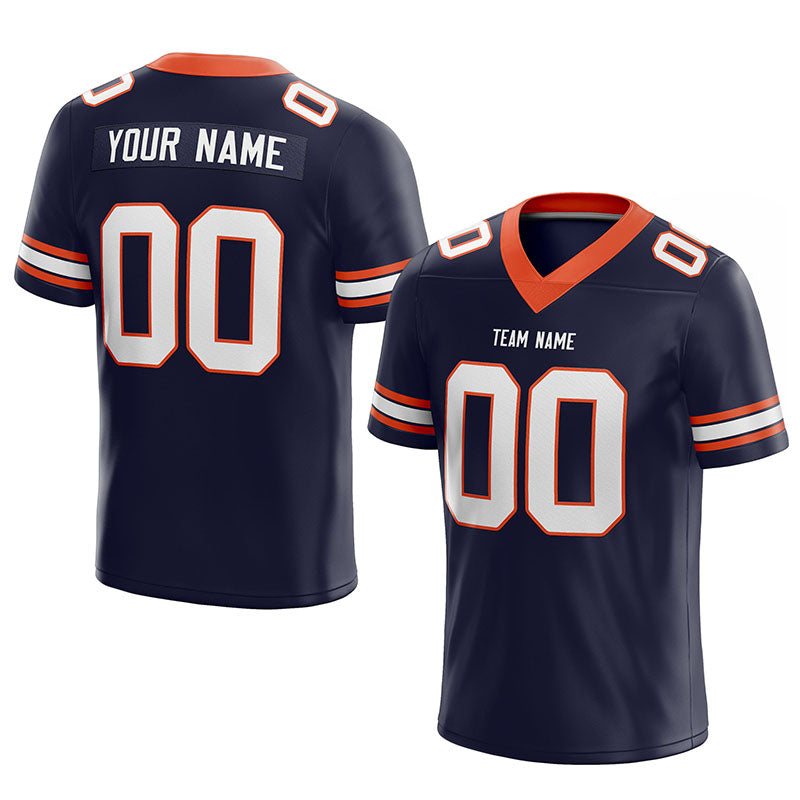 custom authentic football jersey navy-white-orange mesh