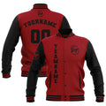 Chaquetas universitarias impermeables negras y rojas personalizadas con nombre-número y logotipo bordados a medida