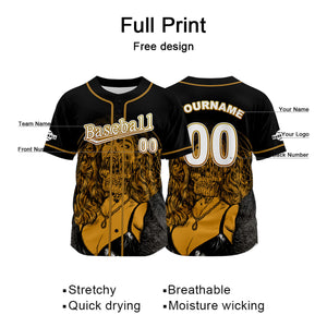 Camiseta de béisbol negra personalizada con nombre número y logotipo personalizados