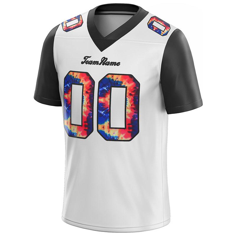 customized authentic tie dye football jersey white black mesh