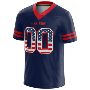 personal custom authentic pretty football jersey red-navy-white mesh