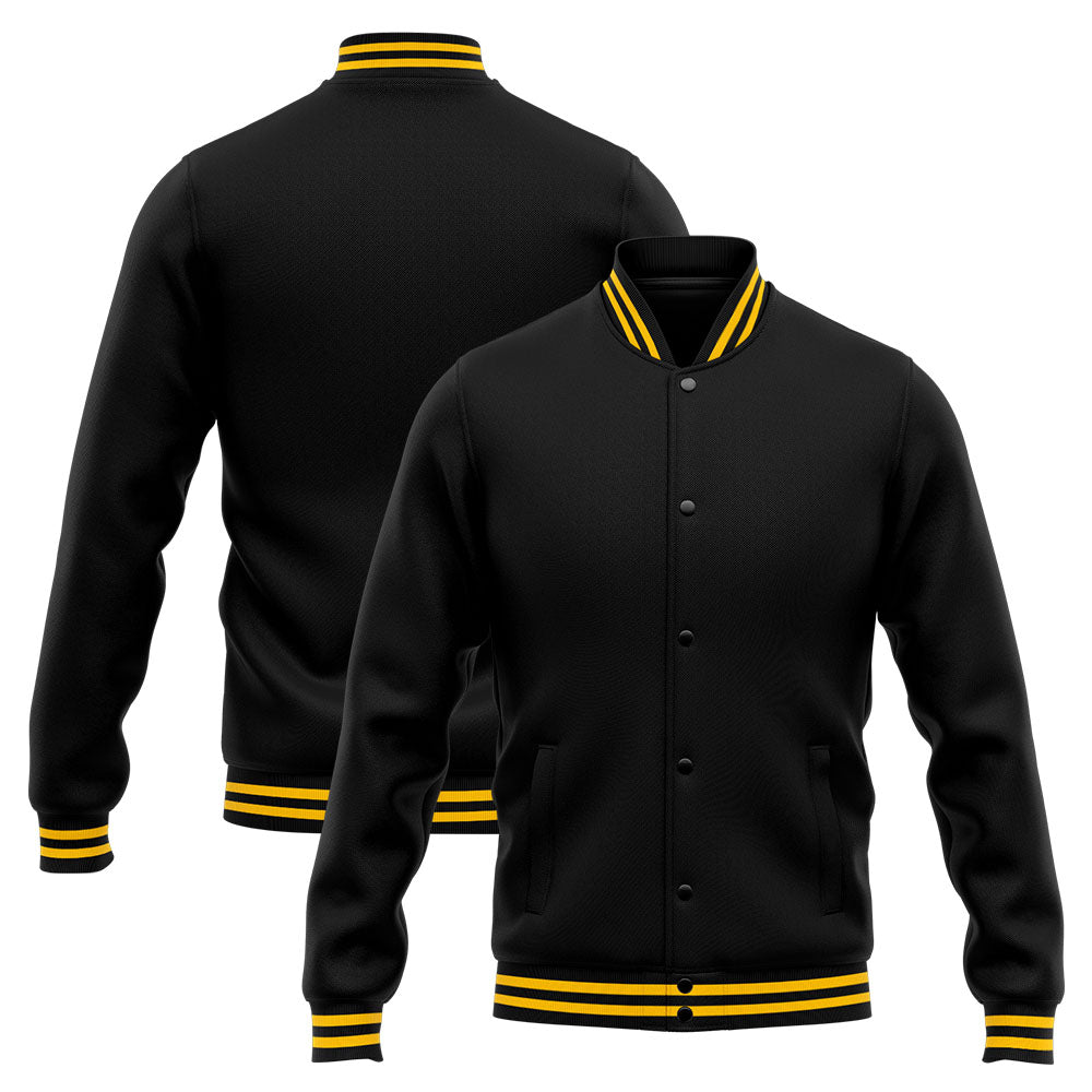 Chaqueta universitaria personalizada estilo Letterman para hombres-mujeres y jóvenes-color amarillo y negro