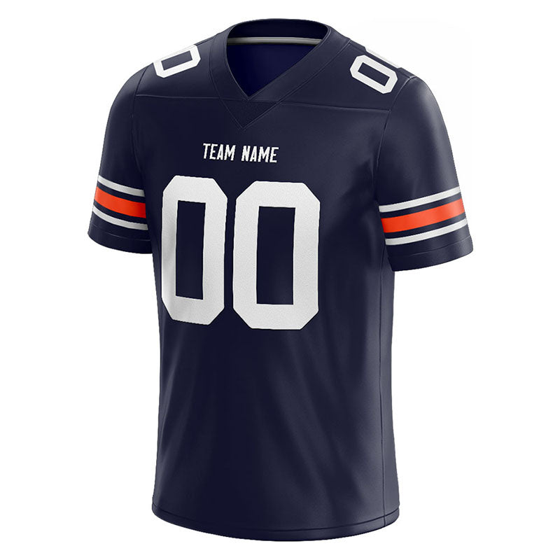 customized  authentic football jersey navy-white-orange mesh