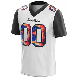 customized authentic tie dye football jersey white-black mesh