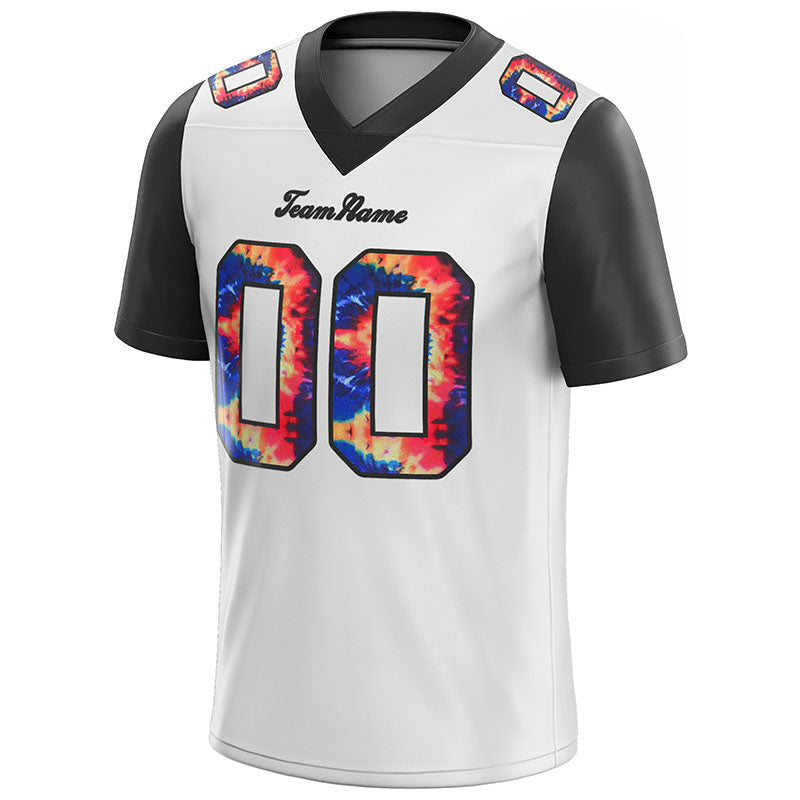 customized authentic tie dye football jersey white-black mesh