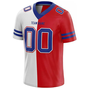 custom authentic split fashion football jersey royal-red-white mesh