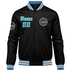 Chaqueta universitaria personalizada estilo Letterman para hombres-mujeres y jóvenes-color azul claro