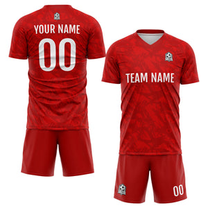 Conjunto personalizado de camiseta de fútbol roja para niños y adultos