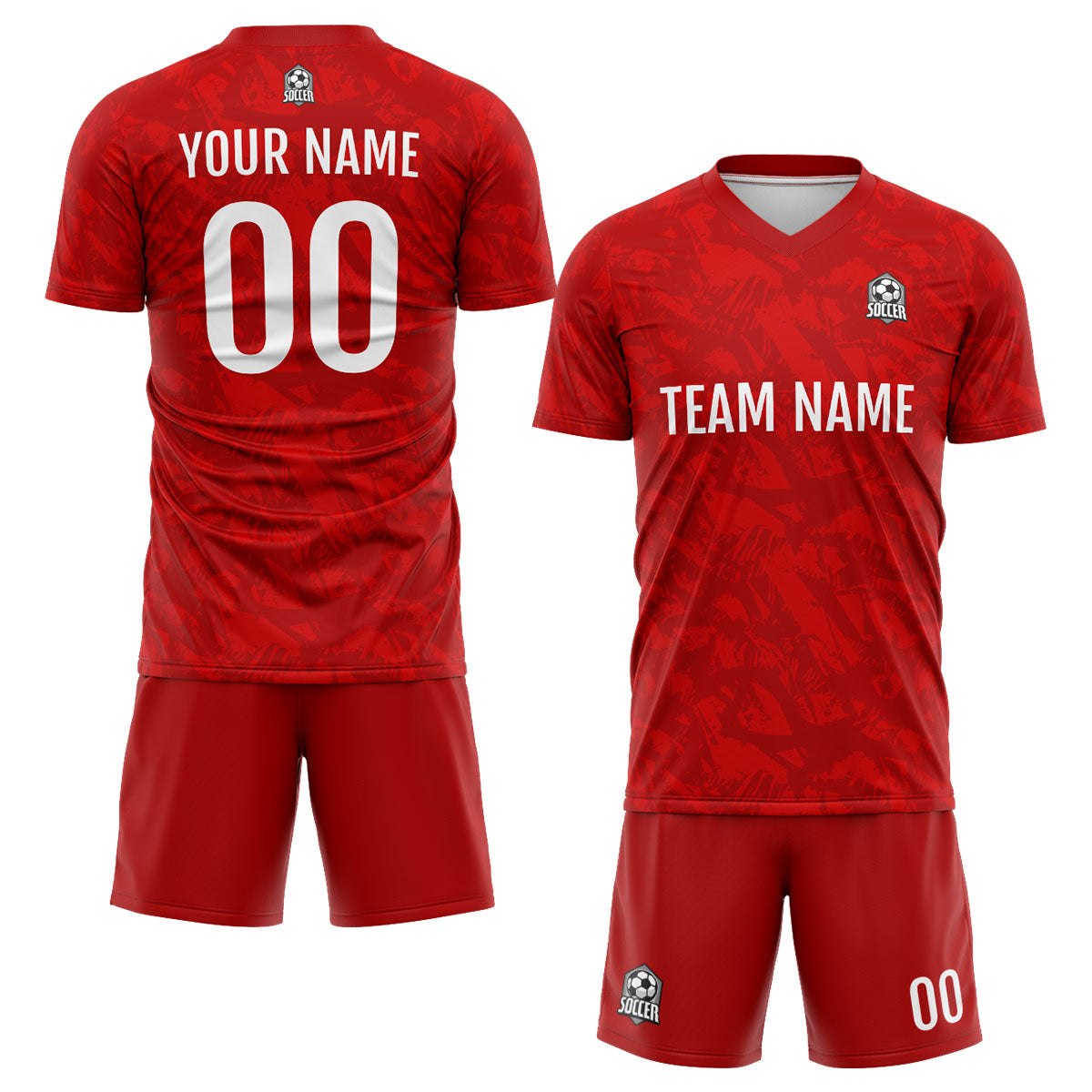 Conjunto personalizado de camiseta de fútbol roja para niños y adultos