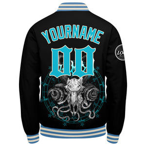 Chaqueta universitaria personalizada estilo Letterman para hombres-mujeres y jóvenes-color azul claro