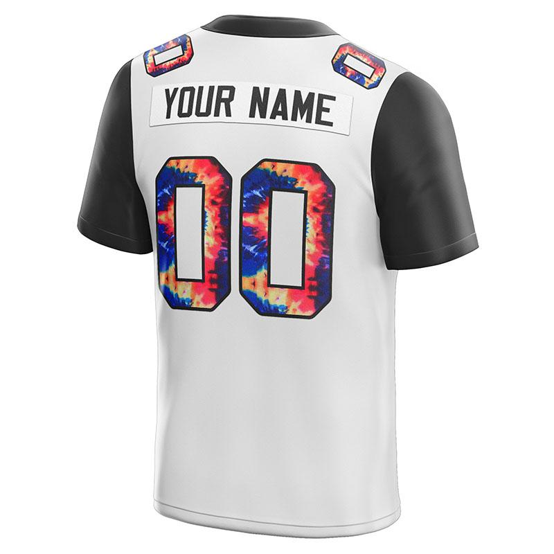 customized authentic tie dye football jersey white black mesh