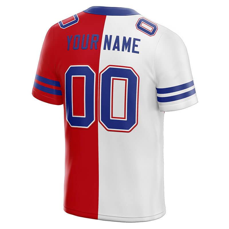 custom authentic split fashion football jersey royal-red-white mesh