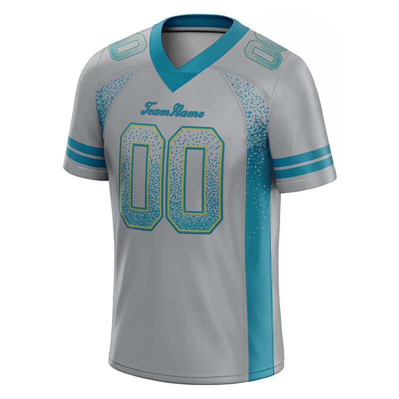 custom authentic drift fashion football jersey gray-teal mesh