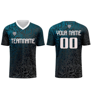 Conjunto personalizado de camiseta de uniforme azul y plateado para niños y adultos