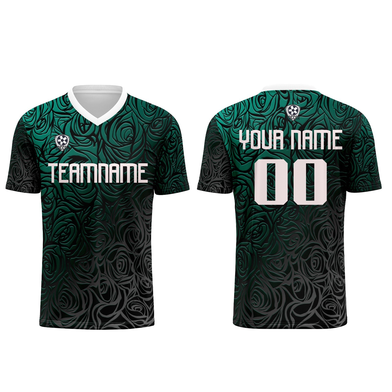 Conjunto personalizado de camiseta de uniforme color cian plateado para niños y adultos