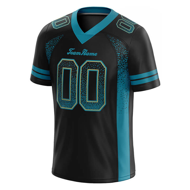 custom authentic drift fashion football jersey gold-teal mesh