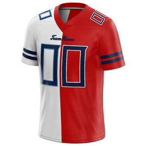 custom authentic split fashion football jersey red-white-navy mesh