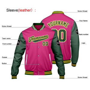 Chaquetas universitarias personalizadas en rosa y verde para hombres & mujeres y jóvenes & Chaquetas Letterman personalizadas
