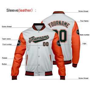 Chaquetas universitarias personalizadas de color gris claro y naranja para hombres & mujeres y jóvenes & Chaquetas Letterman personalizadas