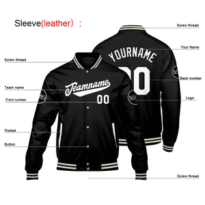 Chaquetas universitarias negras personalizadas para hombres & mujeres y jóvenes & Chaquetas Letterman personalizadas