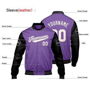 Chaquetas universitarias personalizadas en color morado y negro para hombres & mujeres y jóvenes & Chaquetas estilo Letterman personalizadas