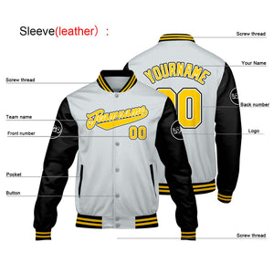 Chaquetas universitarias personalizadas en gris claro y negro para hombres & mujeres y jóvenes & Chaquetas Letterman personalizadas